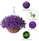 Artificial Fake Hanging Plants Flowers Basket for Outdoors Spring Summer Decoration, Silk Purple Morning Glory Eucalyptus UV Sun Resistant Realistic Faux Flowers for Outside Porch Patio Balcony Home